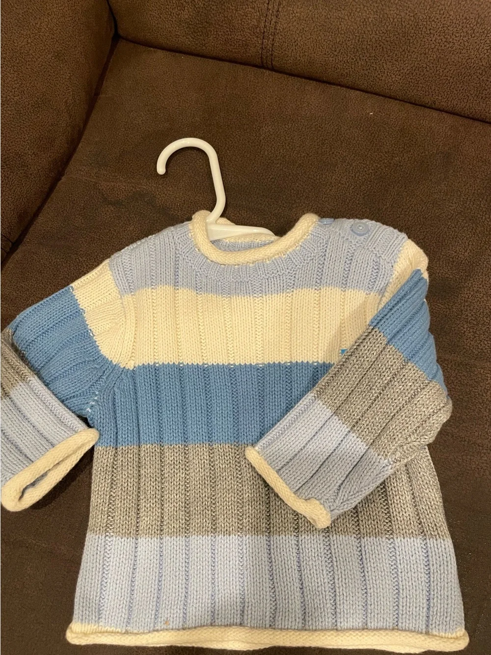 The Children's Place Ribbed Striped Sweater in Blue, Cream & Gray